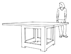 GFRC desenho desenho comparando o tamanho da tabela com uma pessoa em pé.