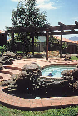 patio with colored concrete