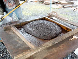 <forming black concrete mix>