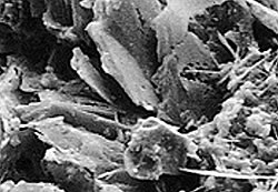 <microscopic image of iron oxide pigments>