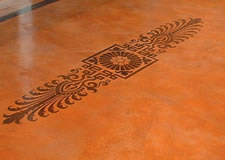 Colormaker Floor in hallway complete with Modello Stencil