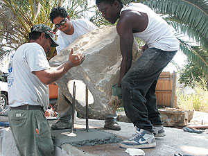 positioning completed rock