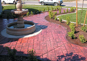 curved stamped walkway