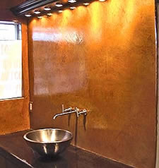 Bathroom wall with sink and countertop