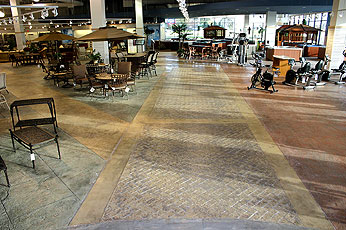 An award-winning stamped concrete floor in The Great Escape, a store in Joliet, Ill.