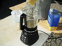 3. Add dry powdered color, cover and blend.