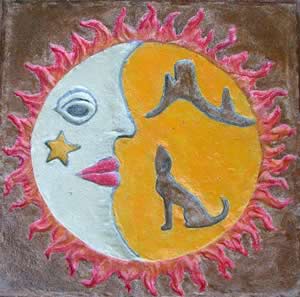Art Stamped Concrete Coyote Sun