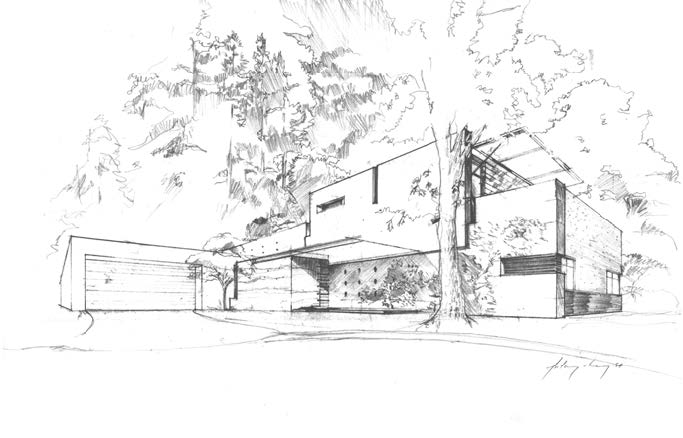 Pencil sketch of Cheng Design House 6 Image copyright Cheng Design