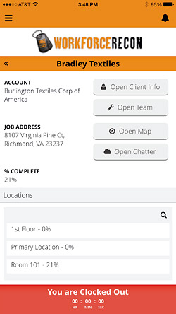 screenshot of Workforce Recon app - Gill doesnt want to have to interrupt his field crew for information he should be able to find himself, so he incorporated some basic tools into his app.