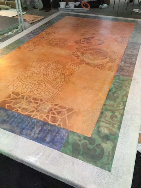 A concrete area rug stained and stenciled using Modello Design stencils.