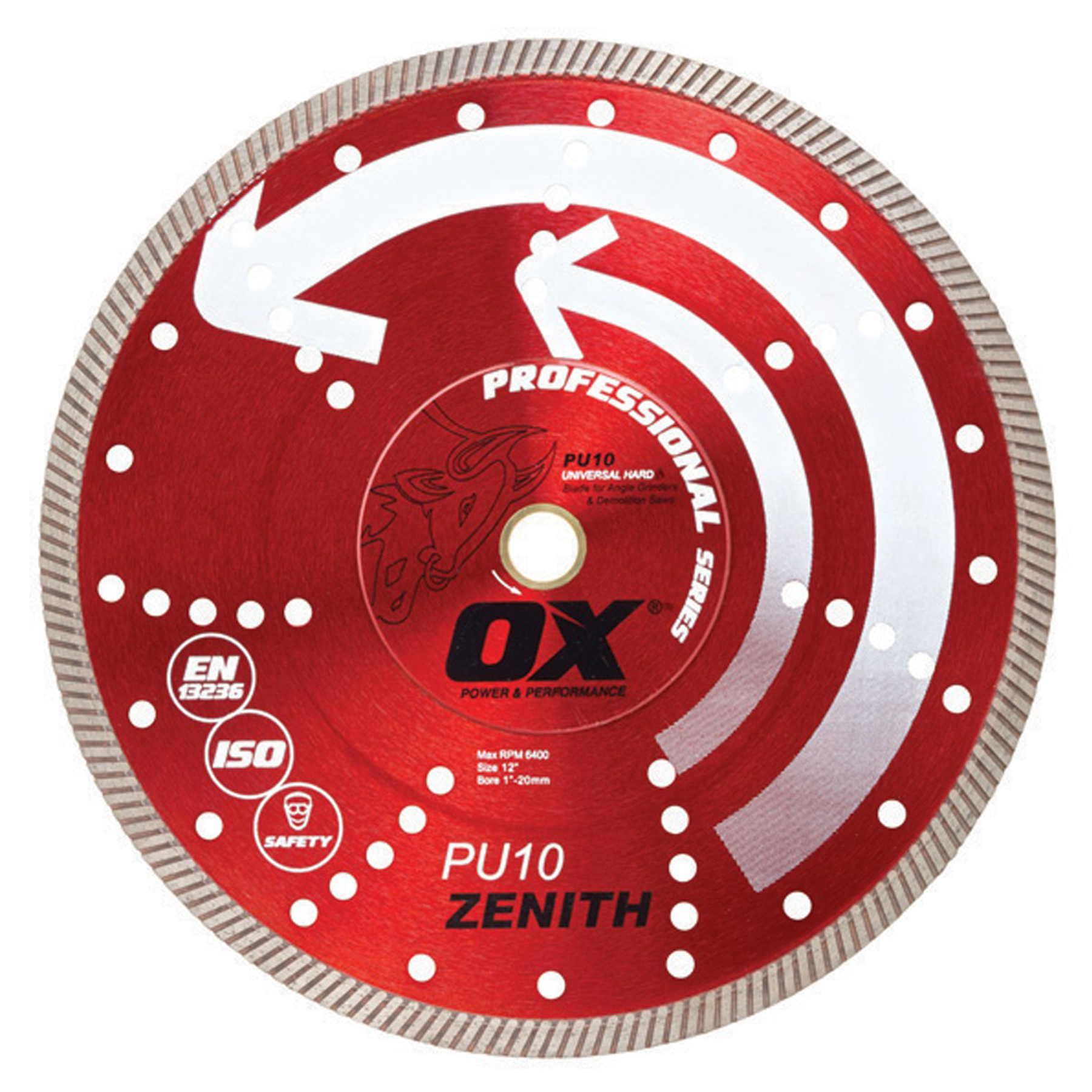 The new OX PU10 cuts the most common materials found on a construction site. It cuts quickly due to its continuous rim design that features an edge that is serrated, giving the blade faster cutting speeds while maintaining a smooth cut. 