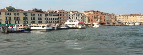 view of venice from water taxi