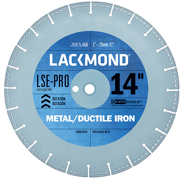 Lackmonds new LSE-PRO Series blade is designed to cut metal, stainless steel, ductile iron, rebar, studs, bolts, pipe, sectional tubing and more.