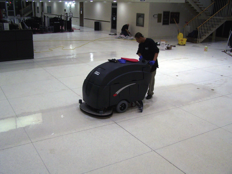 The end result is a beautiful terrazzo floor, restored and protected.