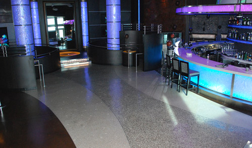 Mapei mix, glass & aggregate were used to overlay the concrete floor.