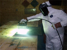 Leading suppliers of UV curing equipment include protective gear and instructions with every sale or rental, including a face cover with eye protection similar to one used for arc welding, plus Tyvek overalls and leather or Kevlar gloves. The Jelight package also includes a stand-up warning sign to keep curious onlookers away while the equipment is operating.