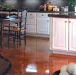 Symons Decorative Division on a kitchen floor in copper penny color