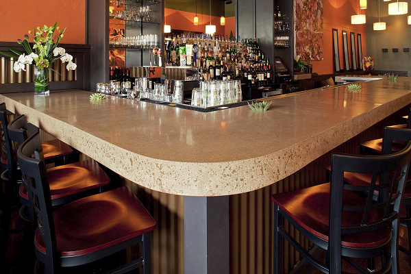 Concrete Bar Top at Contemporary Restaurant | Concrete Decor