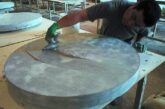applying sealer to a concrete countertop