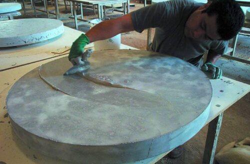 applying sealer to a concrete countertop
