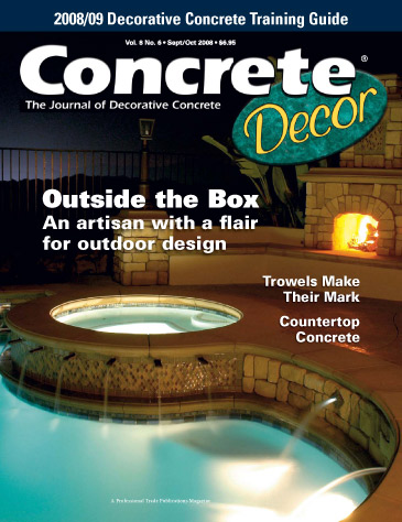 Concrete Decor magazine cover from September / October 2008 Photo courtesy of greenscenelandscape.com