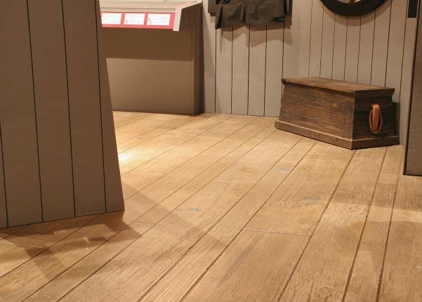 Concrete made to look like woodplank is the perfect floor for North Carolina Maritime Museum