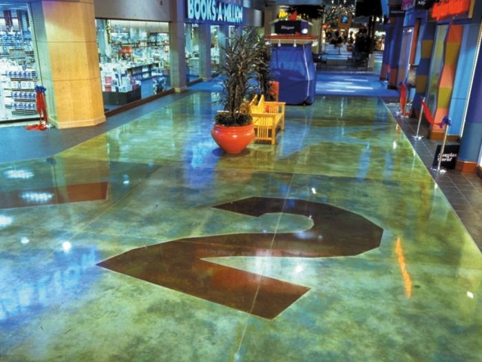 Using acid stains on concrete floors, creating logos and signs is a common site in Las Vegas.