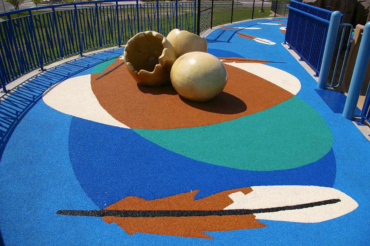 Concrete eagle eggs in a children's park in Washington state.