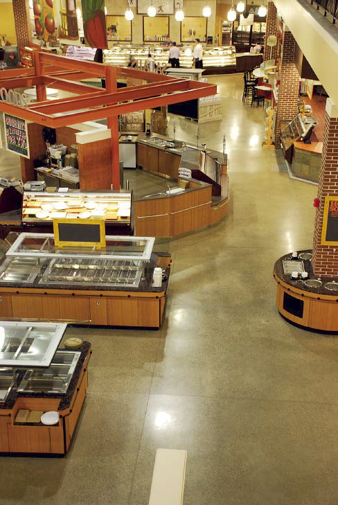 A buffet restaurant sees a lot of traffic so polished concrete was the best option for maintenance and cleanliness.