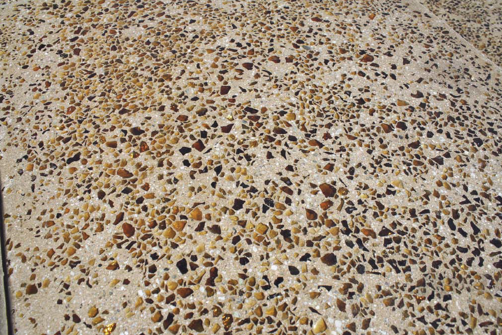 Close-up of glass aggregate added to concrete.