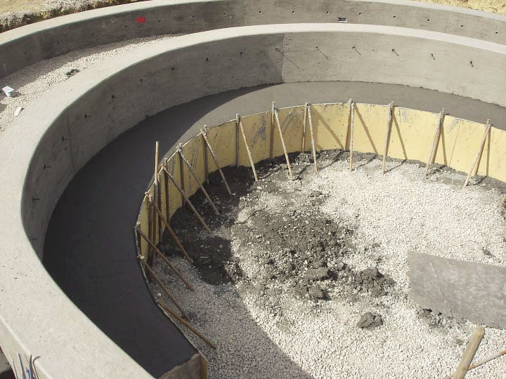 Forms created on the inner circle to create seating inside the concrete circle.