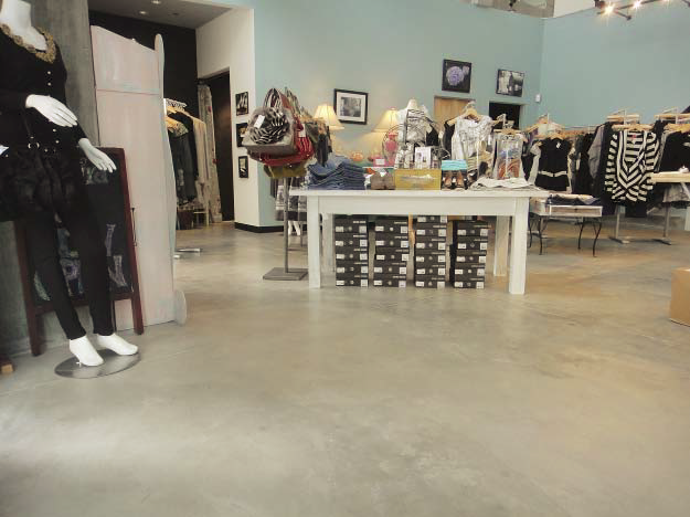 Retail space done with a light light gray concrete floor.