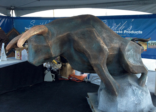 Bull sculpture at the world of concrete used Smith Paints bronzing medium.