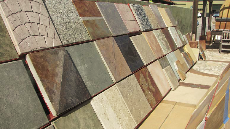 Almost every colored concrete job by Tom Ralston Concrete involves a mock-up as a sample. Ralston repurposes the samples and turns them into part of his show yard. There are more than 250 samples on display.