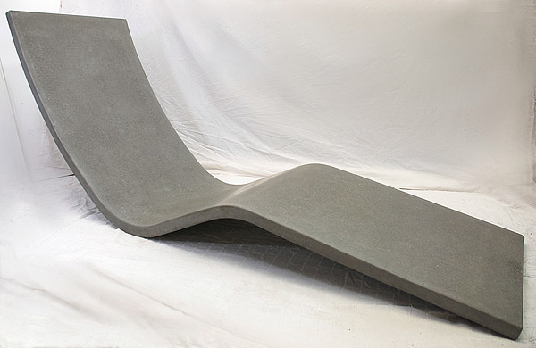concrete furniture in the shape of a lounge chair created with GFRC