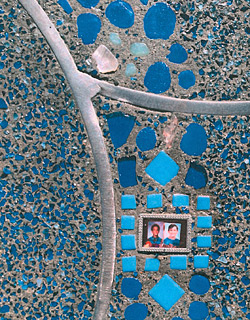 Photos of Jonathan and Charlie are embedded in the finished mosaic.