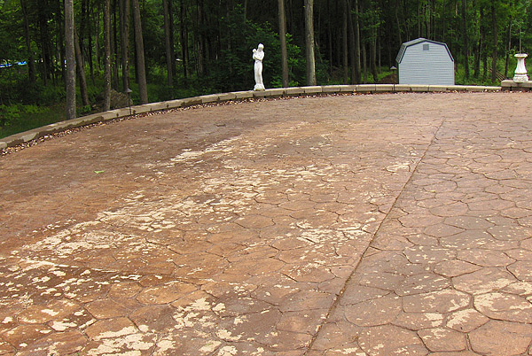 A driveway in Mountain Top, Pa., with salt damage. This property was right off an interstate and the owners tracked salt from the highway onto the drive.