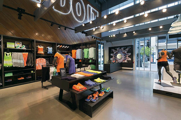 polished concrete floor in Nike store