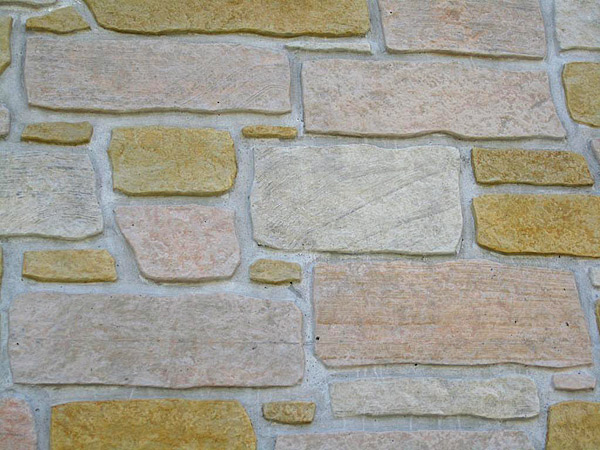stained faux-stone rock wall
