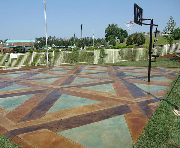 Concrete basketball court