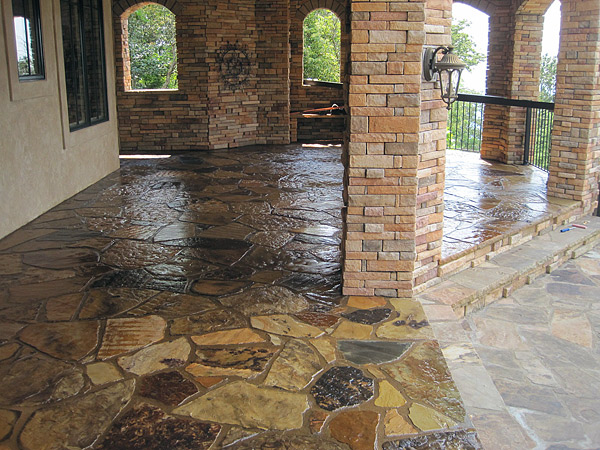 Stamped and colored concrete patio