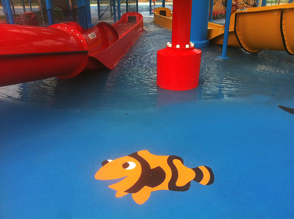 Made by an Australian company, PolySoft is an excellent choice for water park surfaces because the plastic product is designed to inhibit the growth of mold, resist the effects of chlorine and retain its nonslip attributes even when wet.
