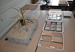 At presentations, samples can be passed around a room so people can see and feel the concrete being discussed. Photo courtesy of Colorado Hardscapes Inc.