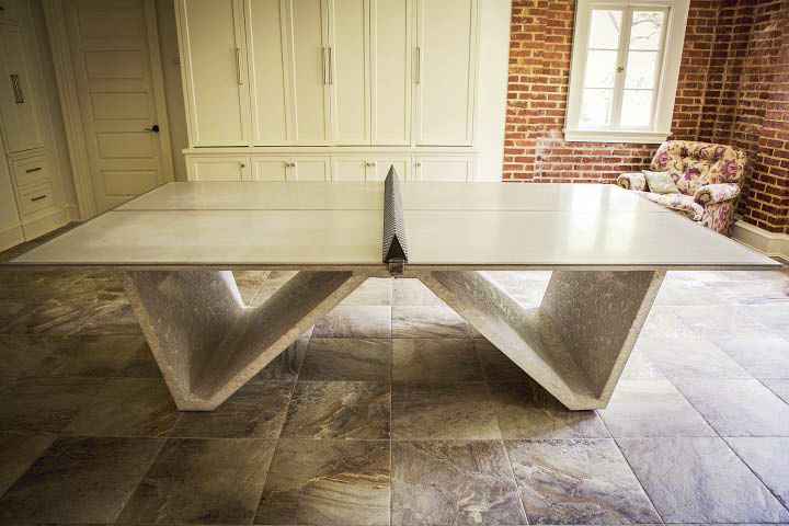 A concrete table tennis table.