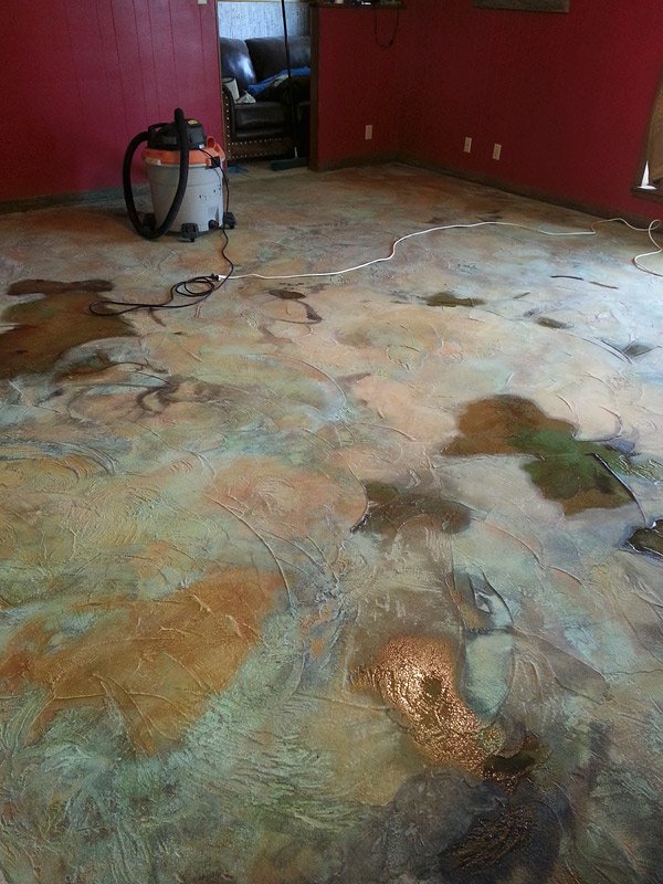 Concrete Decor Correcting Acid Stain Colors on floors. Made a mistake while coloring your concrete and used darker concrete stains to correct the problem.