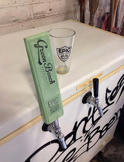 Haywood cast a special tap handle out of concrete in an eye-catching green.
