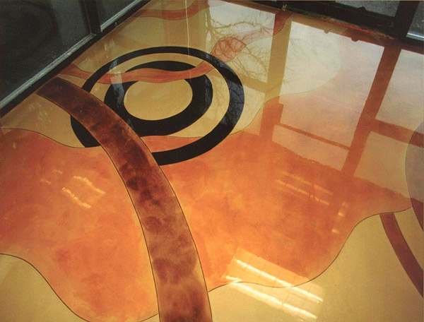 Geometric Stained Concrete Floor - Photo courtesy of Floric Polytech Co.
