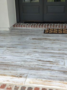 Front porch with wood look concrete