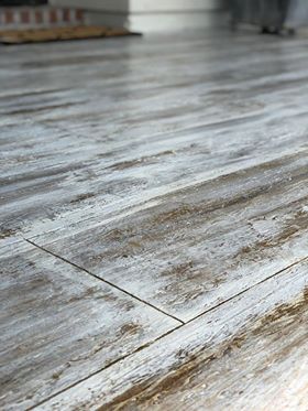 Concrete floor that has a wood-look