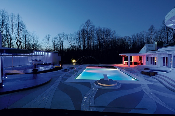 huge custom concrete pool deck